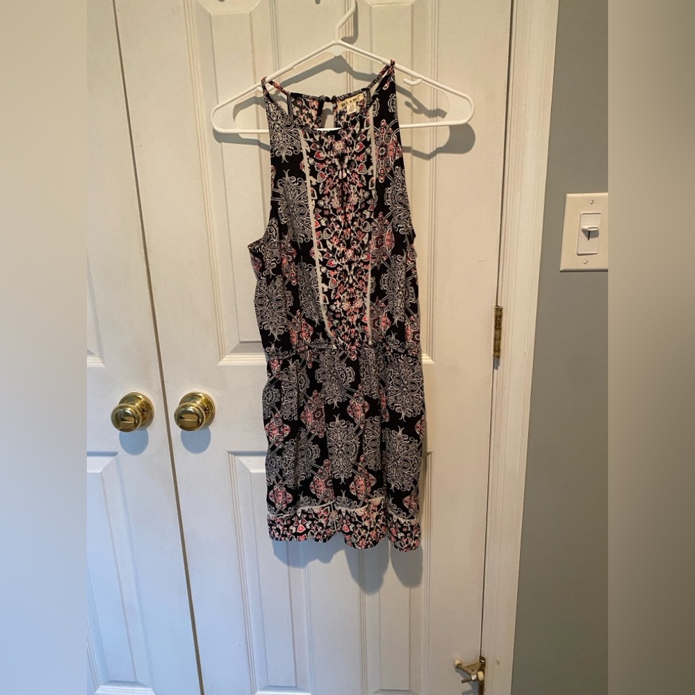 Black and Pink Patterned Women's Dress